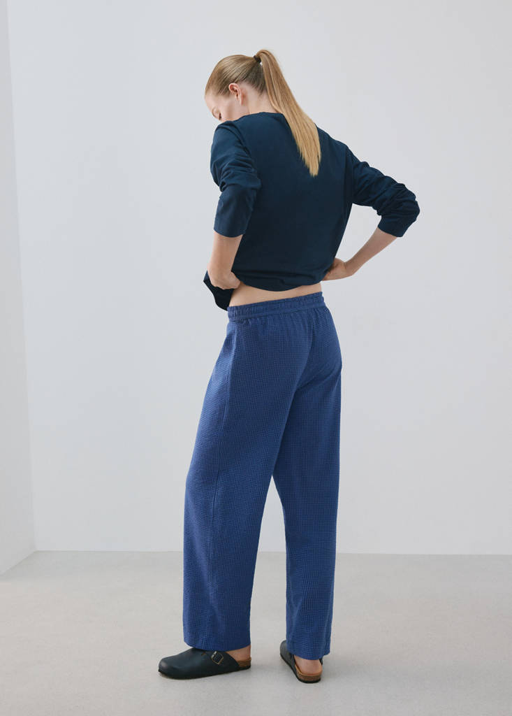 Seersucker striped two-piece pyjamas — Navy
