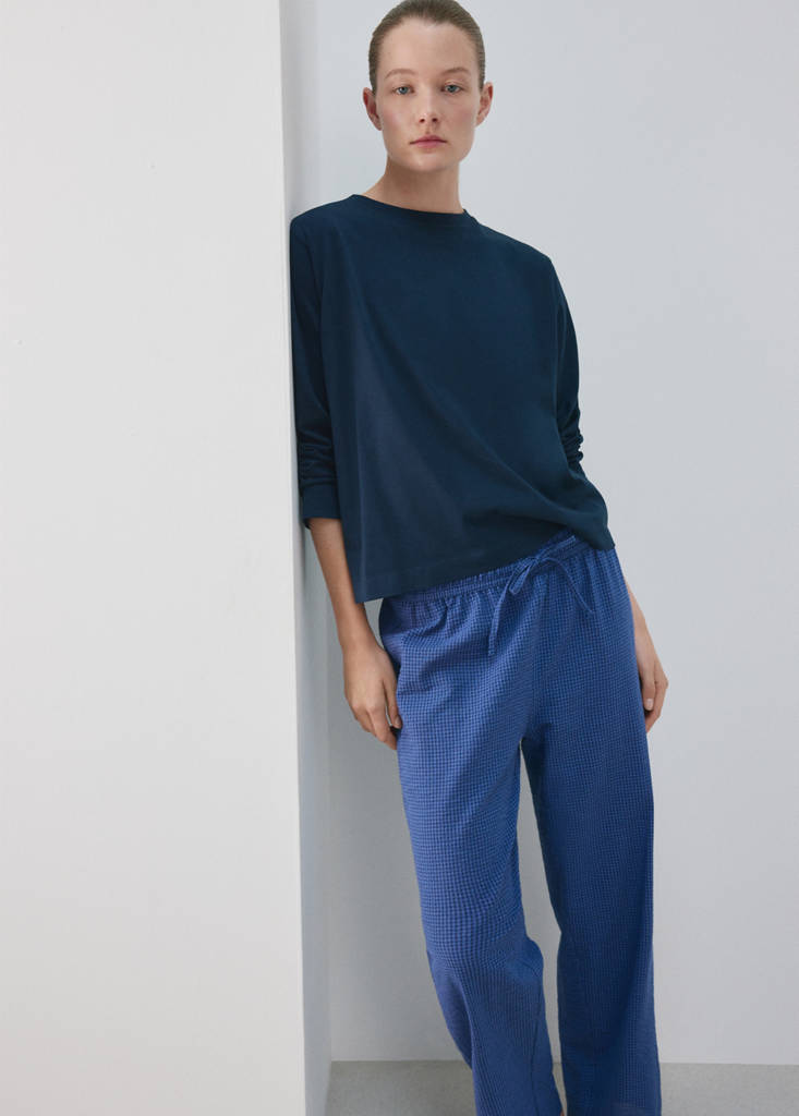 Seersucker striped two-piece pyjamas — Navy