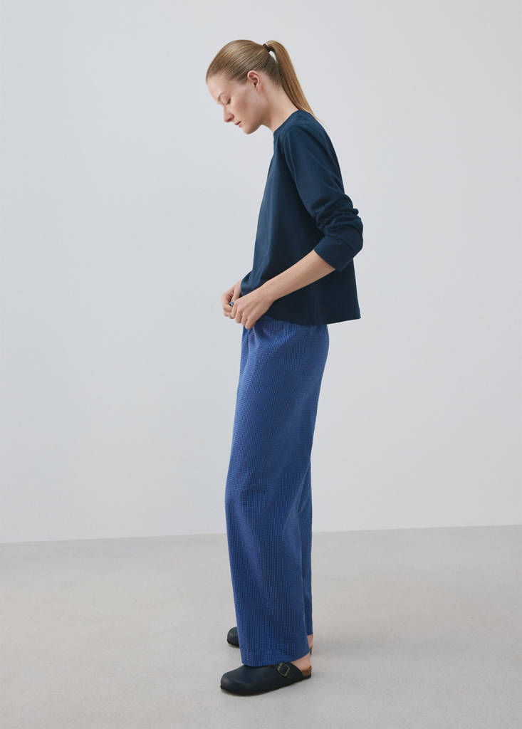 Seersucker striped two-piece pyjamas — Navy