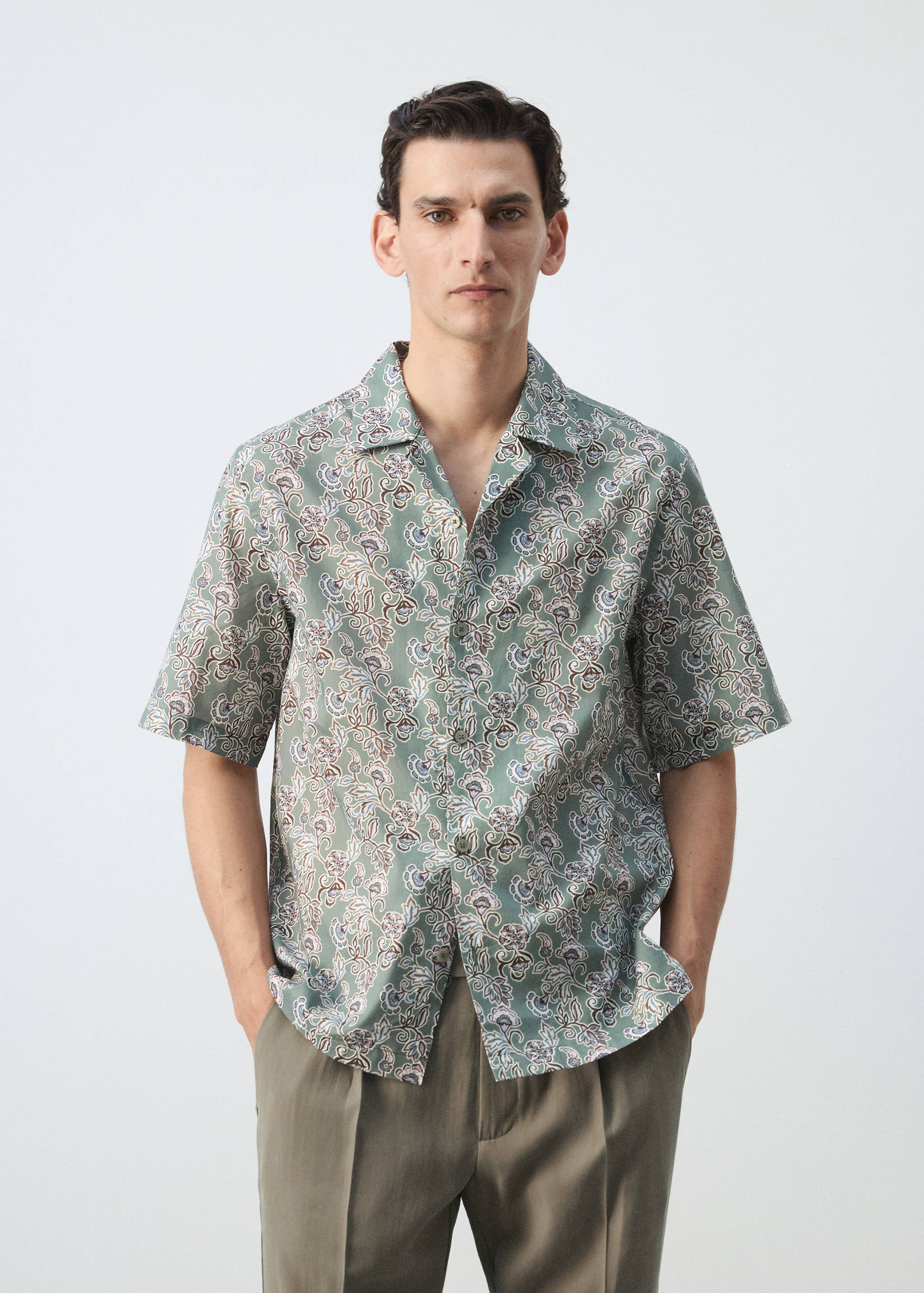 Chemise col bowling 100 % coton - Plan moyen