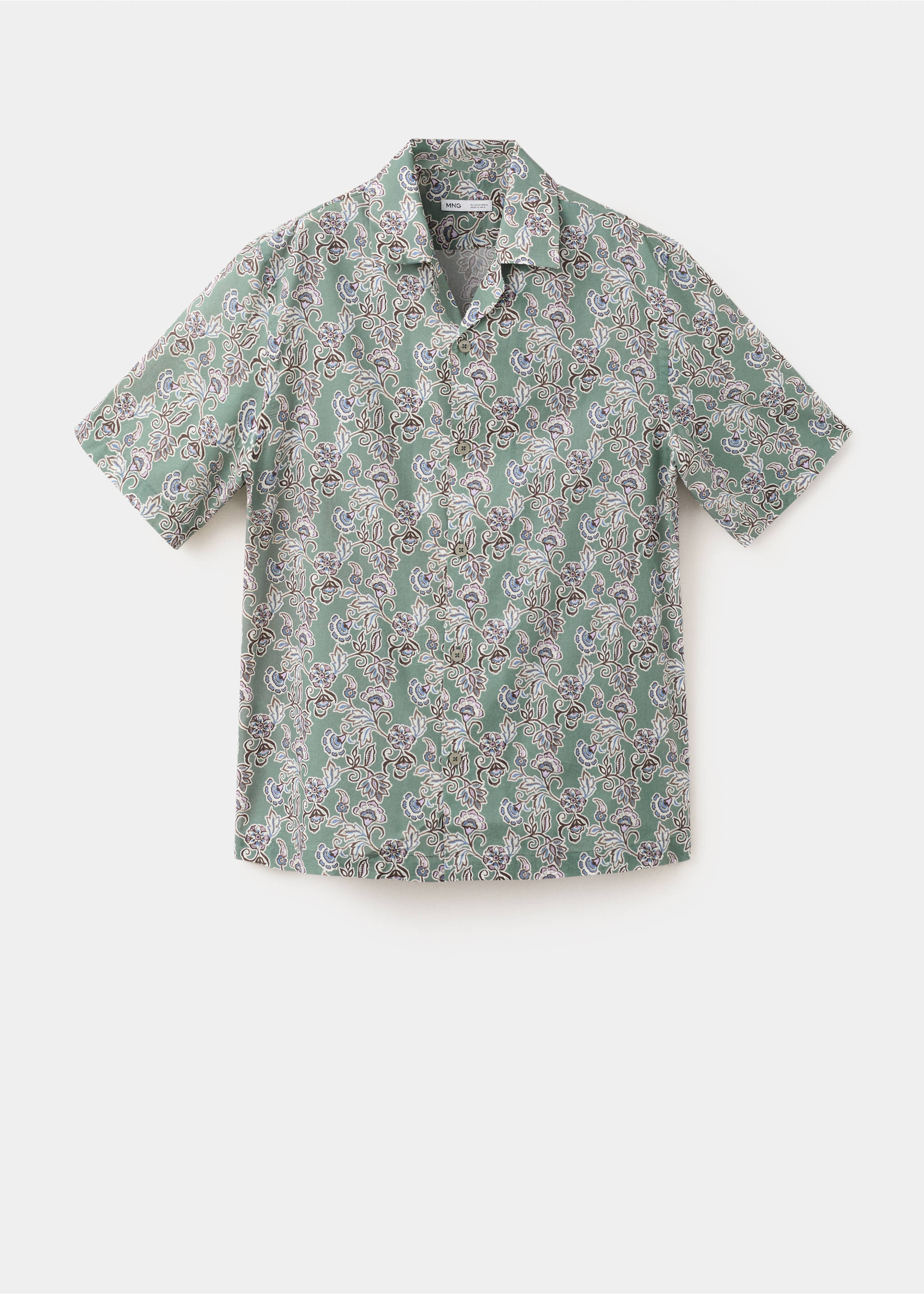 100% cotton bowling-collar shirt - Article without model, Forest Green. Ref: 37031434-00.