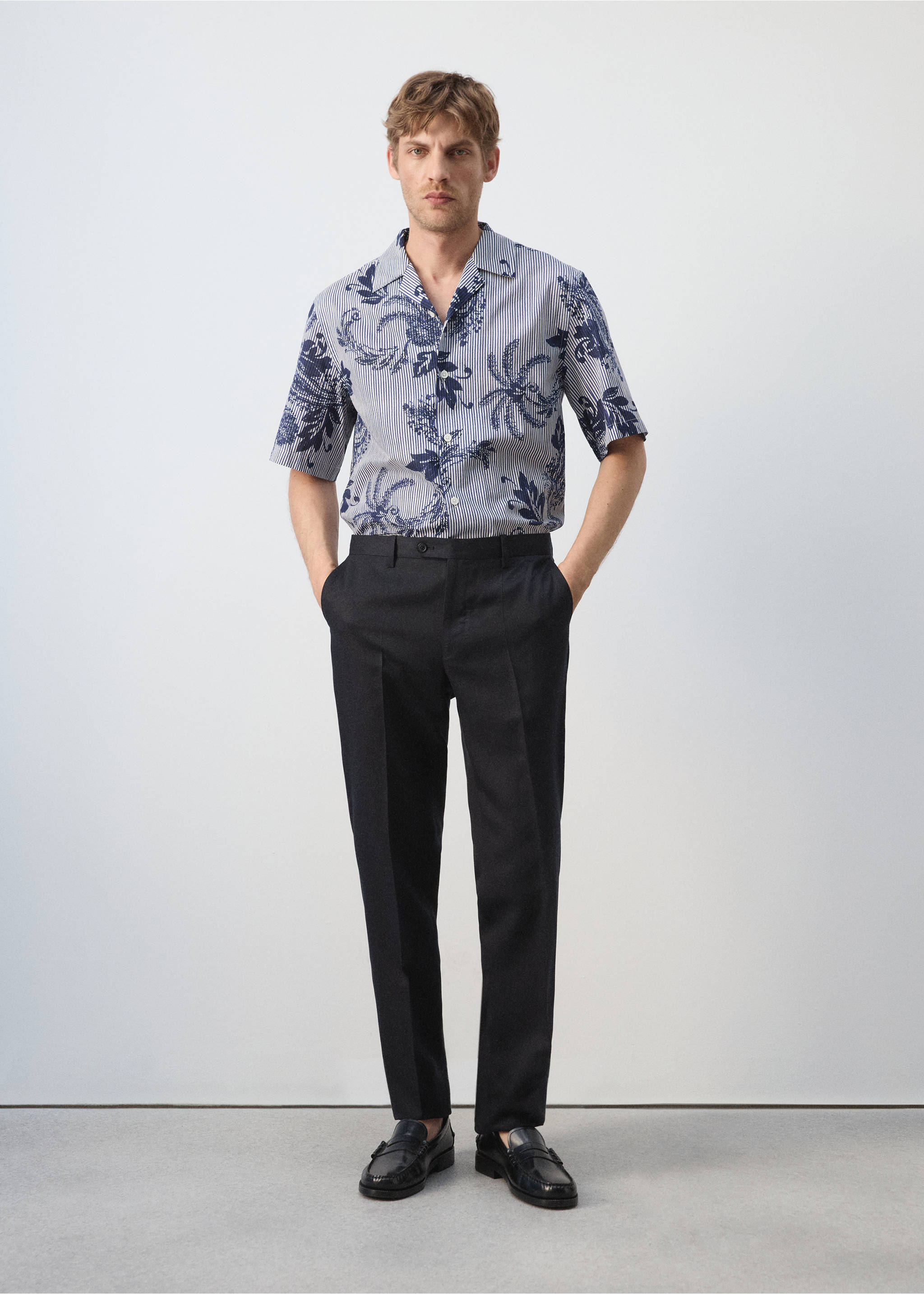100% cotton printed shirt - General plane, Ink Blue. Ref: 37031435-00.