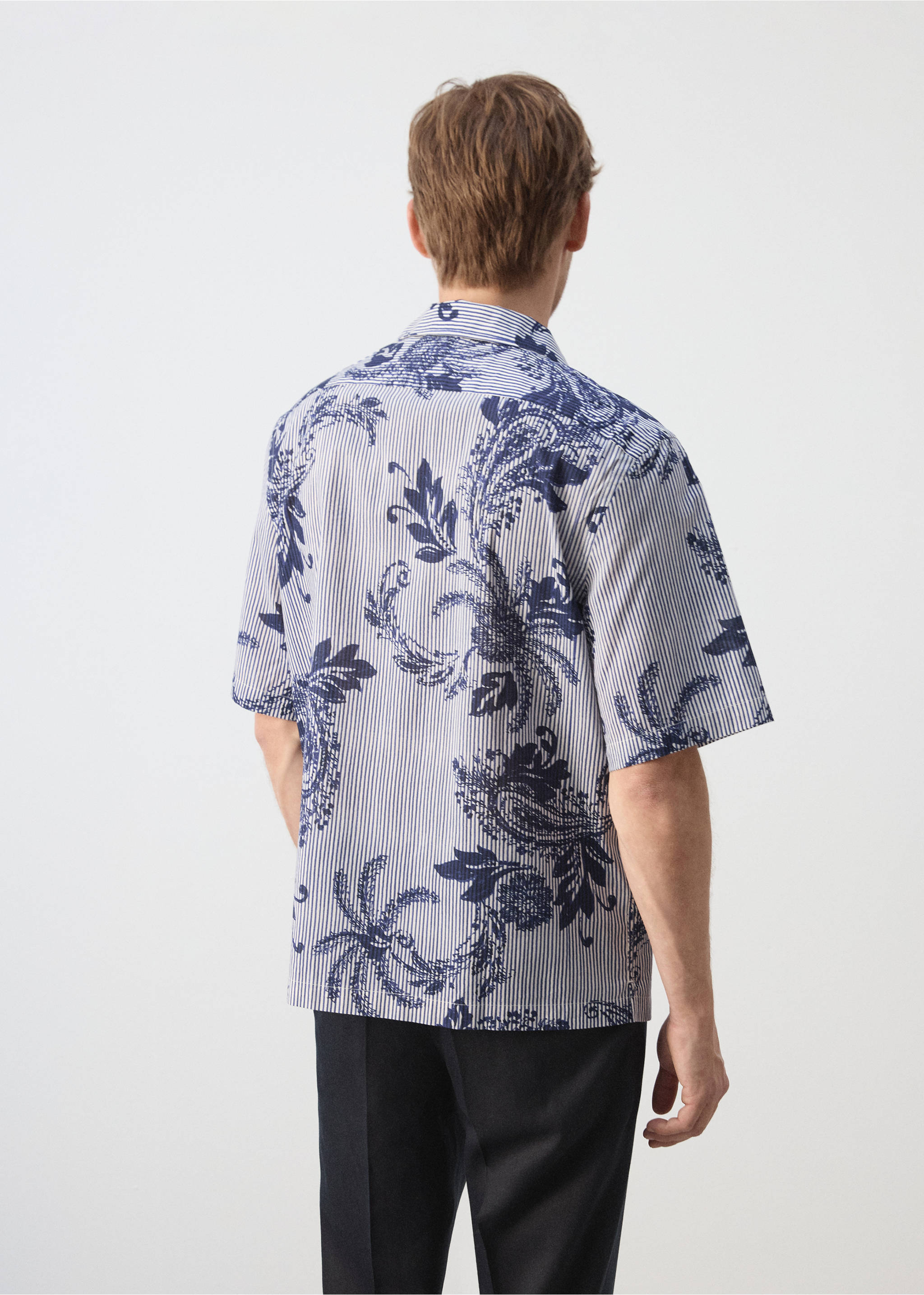 100% cotton printed shirt - Reverse of the article, Ink Blue. Ref: 37031435-00.