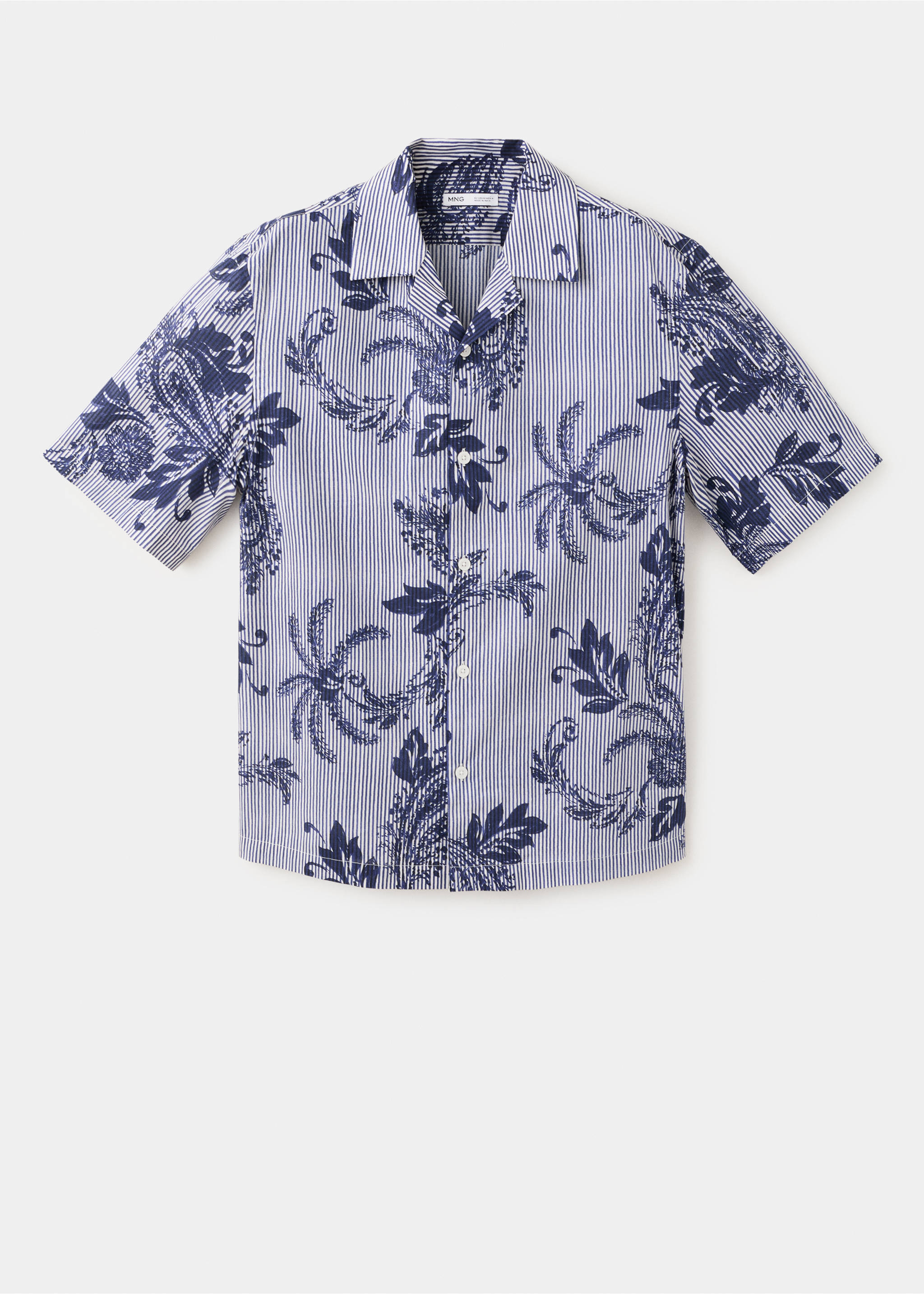 100% cotton printed shirt - Article without model, Ink Blue. Ref: 37031435-00.