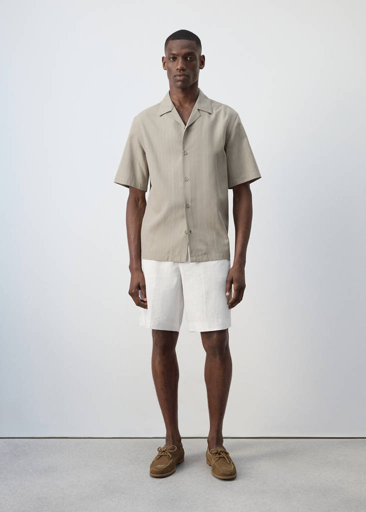 Lyocell blend striped shirt — Medium Brown