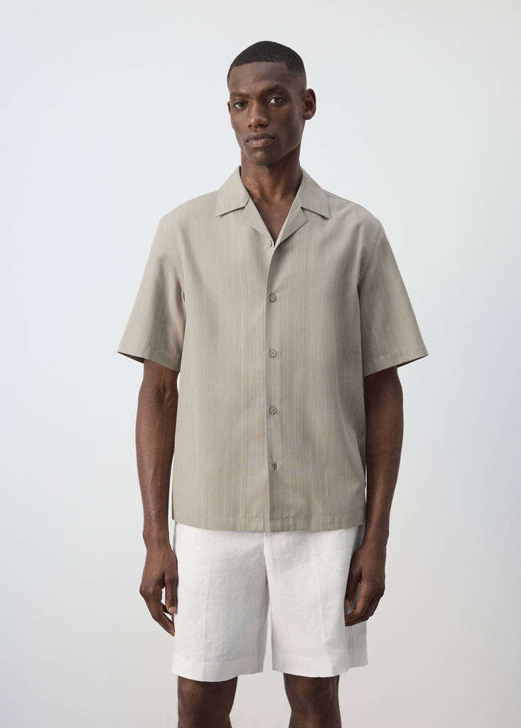 Lyocell blend striped shirt — Medium Brown
