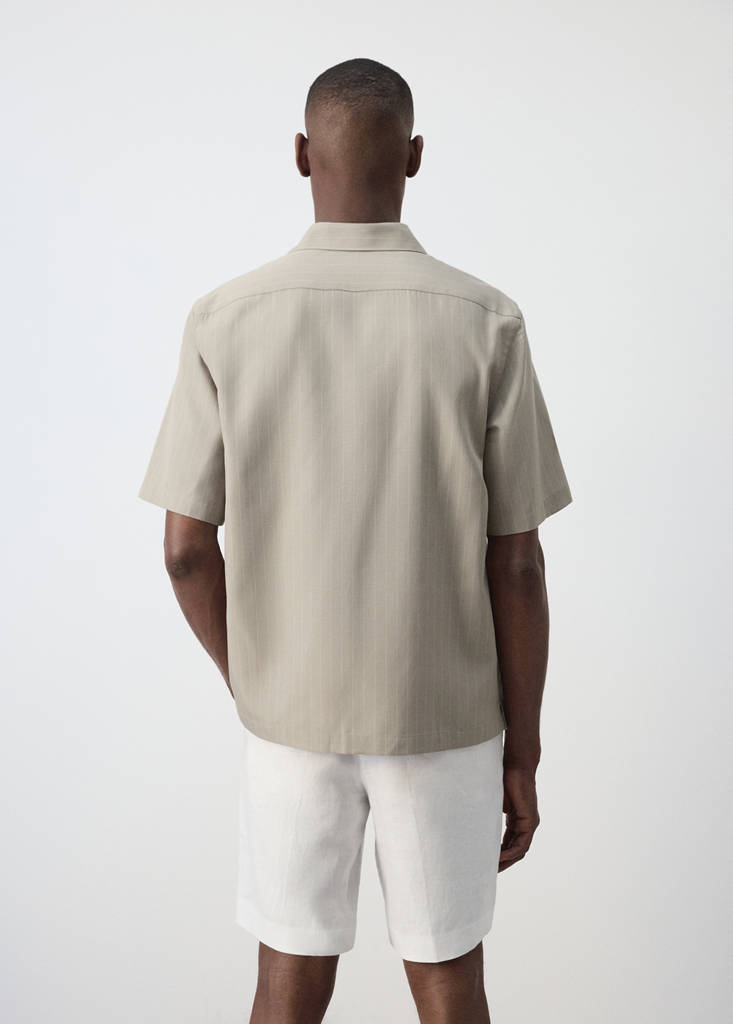 Lyocell blend striped shirt — Medium Brown