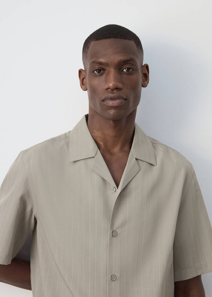 Lyocell blend striped shirt — Medium Brown