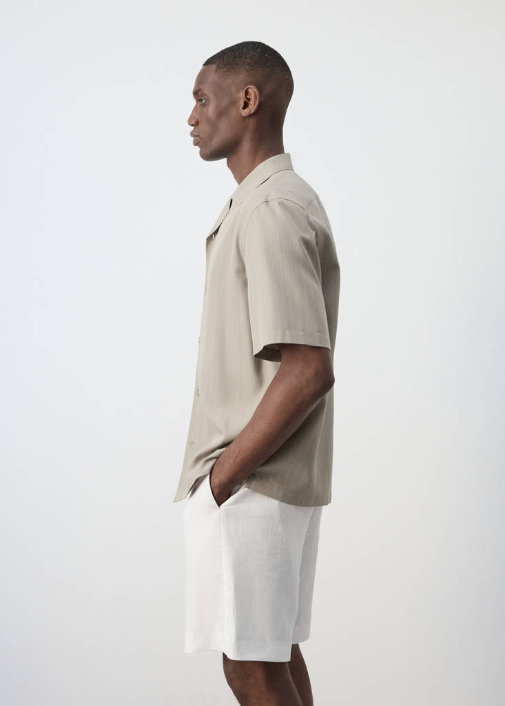 Lyocell blend striped shirt — Medium Brown