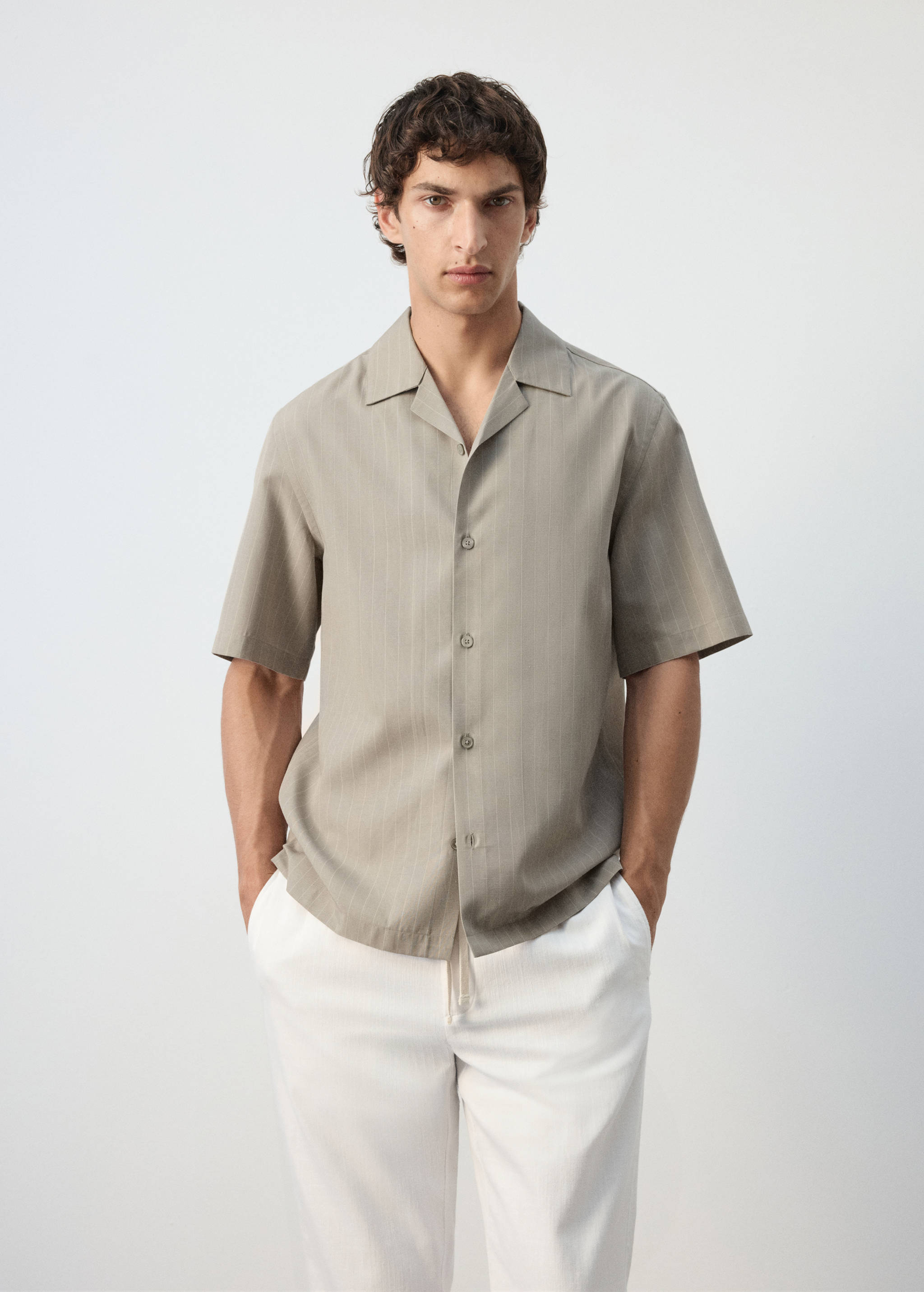 Chemise en mélange de lyocell à rayures - Plan moyen