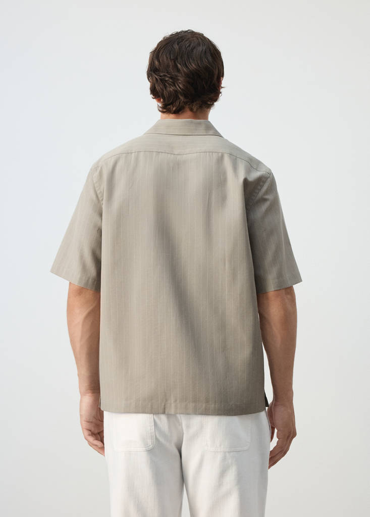 Lyocell blend striped shirt — Medium Brown
