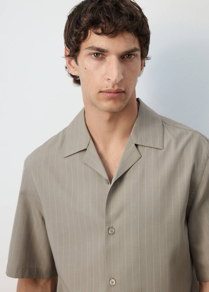 Lyocell blend striped shirt — Medium Brown