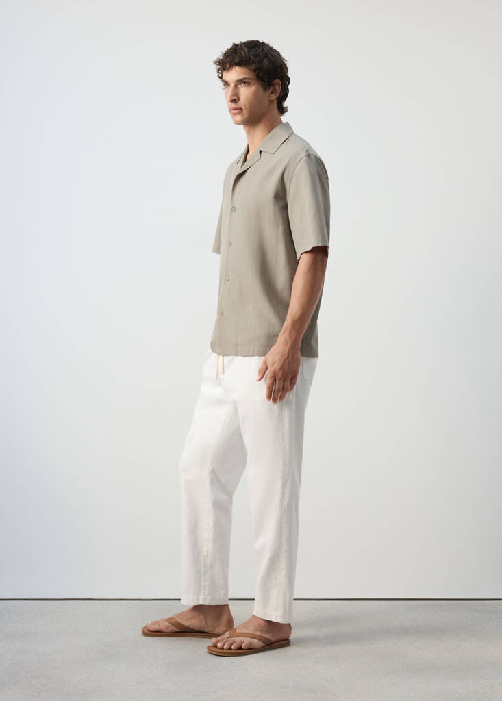Lyocell blend striped shirt — Medium Brown