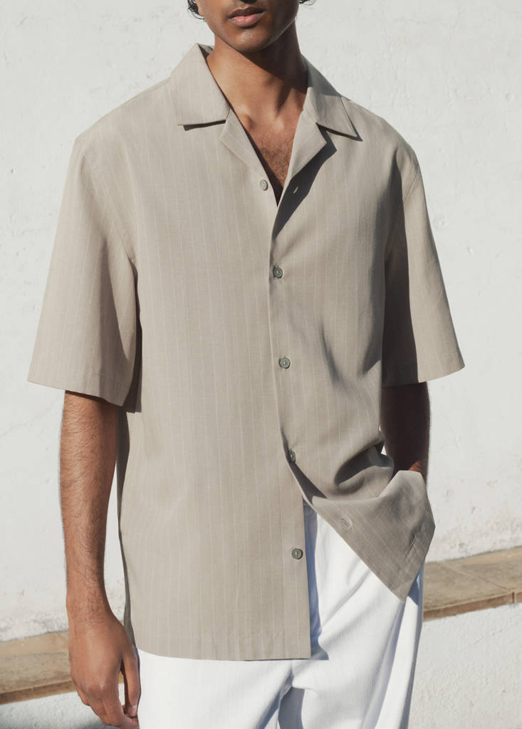 Lyocell blend striped shirt — Medium Brown