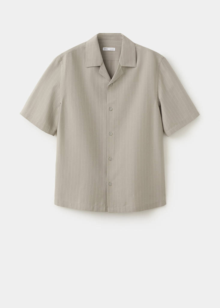 Lyocell blend striped shirt — Medium Brown