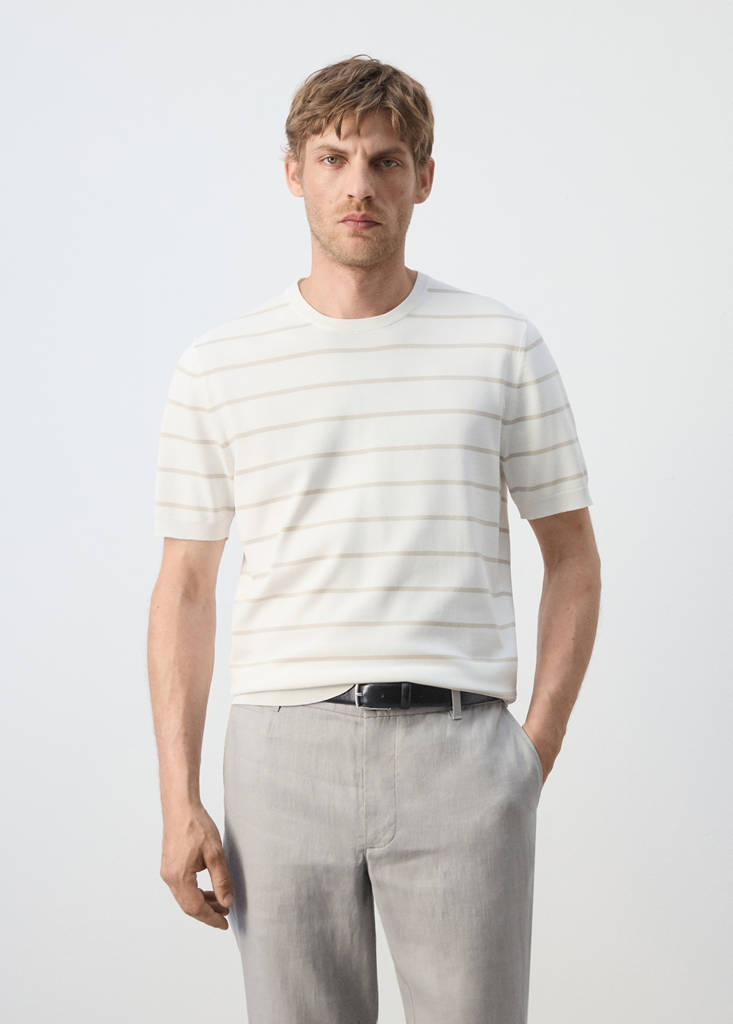 Slim fit striped jersey t-shirt — Off White