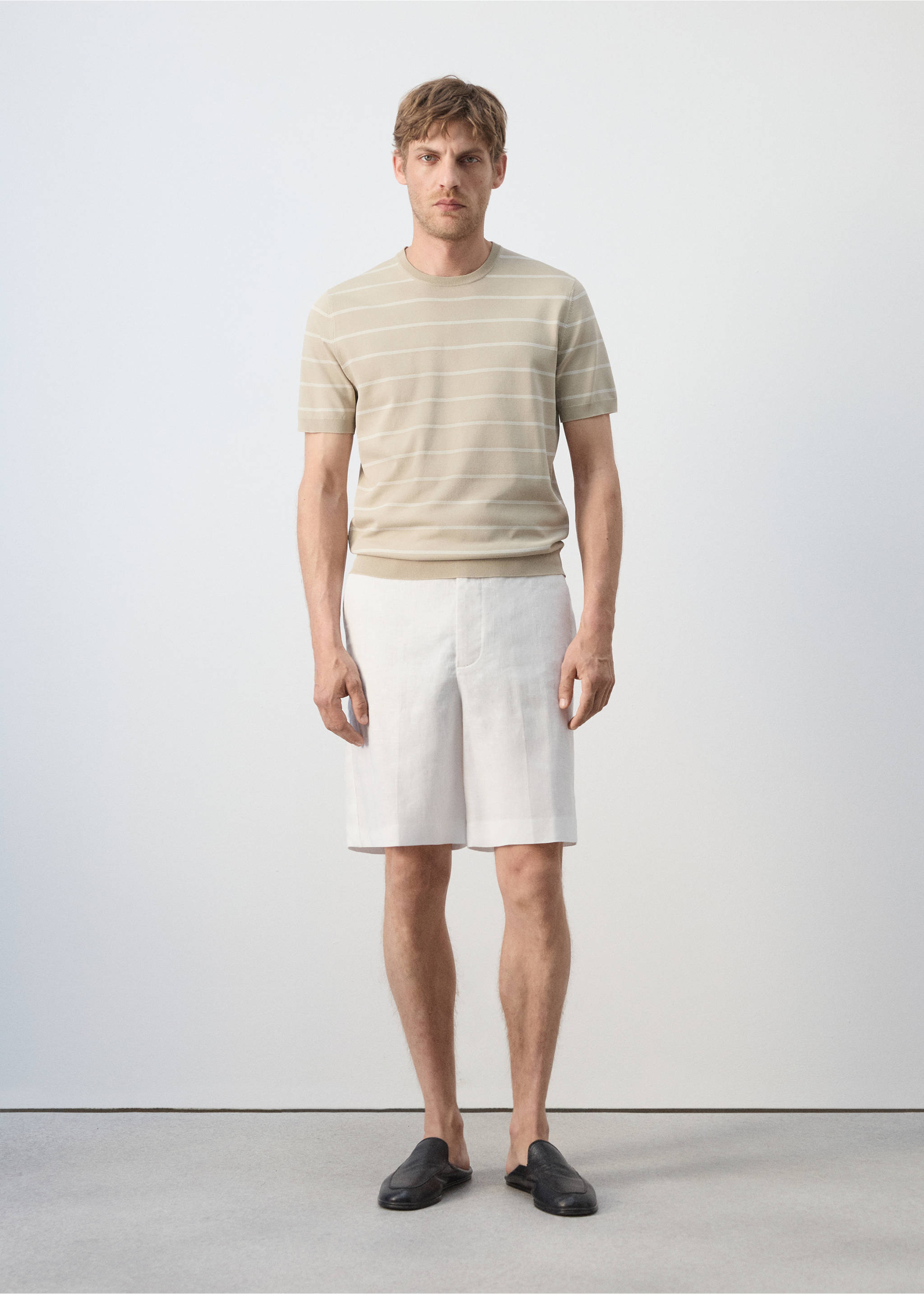 Horizontal striped T-shirt - General plane, Sand. Ref: 37031438-00.