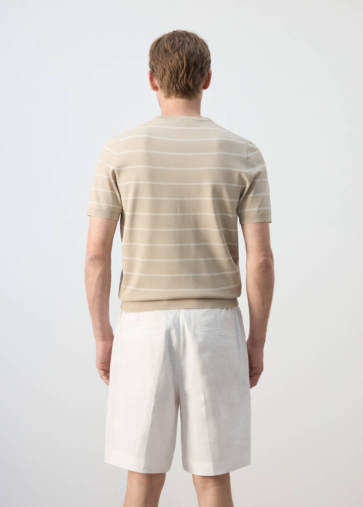 Slim fit striped jersey t-shirt — Sand