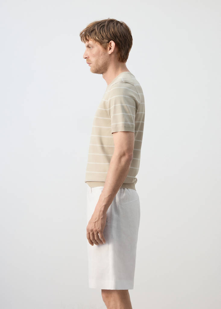 Slim fit striped jersey t-shirt — Sand