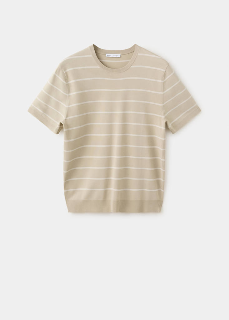 Slim fit striped jersey t-shirt — Sand