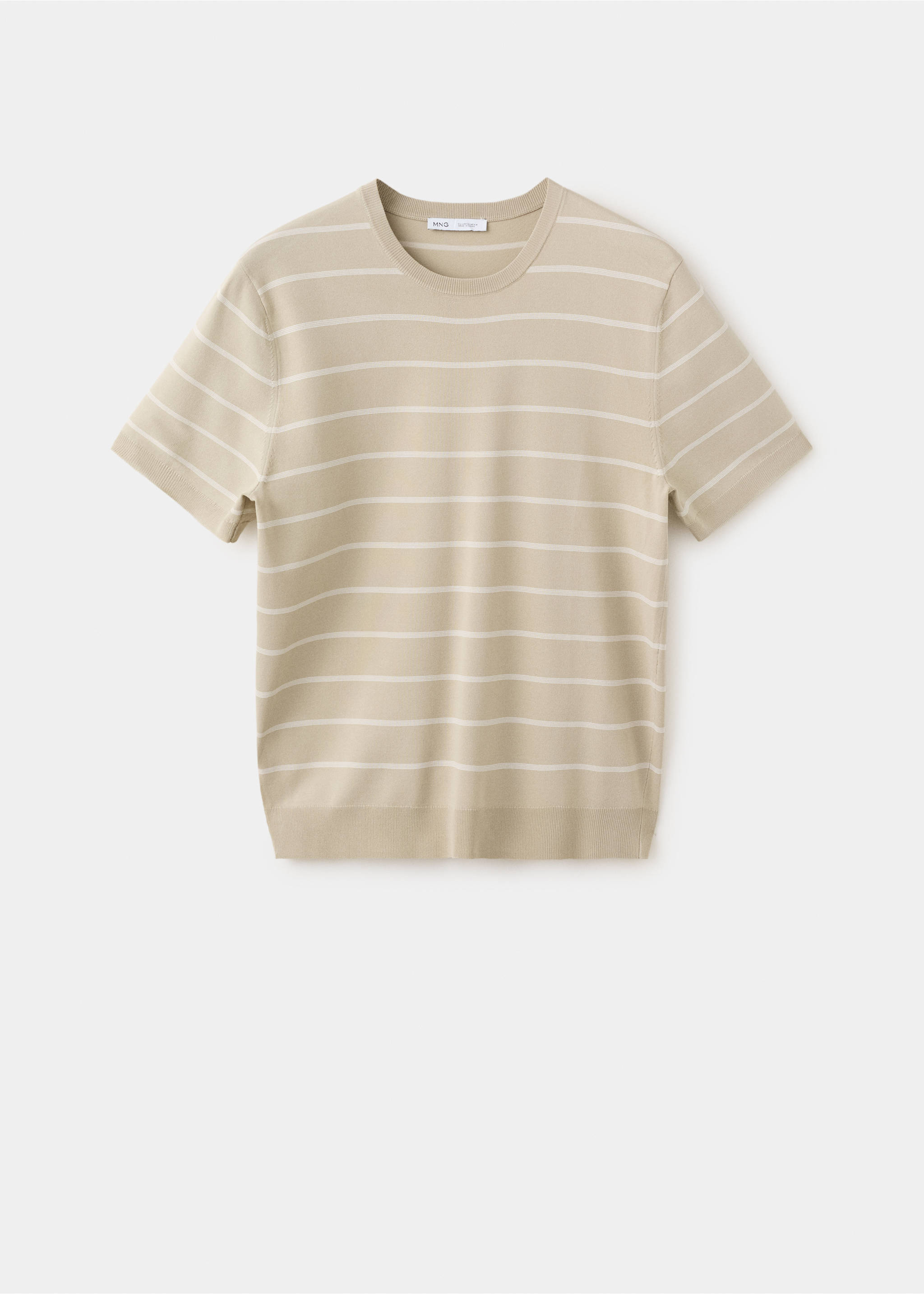 Horizontal striped T-shirt - Article without model, Sand. Ref: 37031438-00.