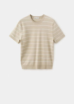 Slim fit striped jersey t-shirt — Sand 6