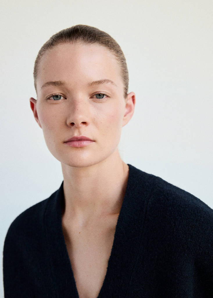 Knitted button-up pyjama cardigan — Dark Navy