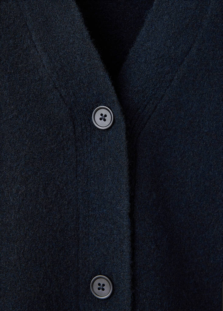 Knitted button-up pyjama cardigan — Dark Navy
