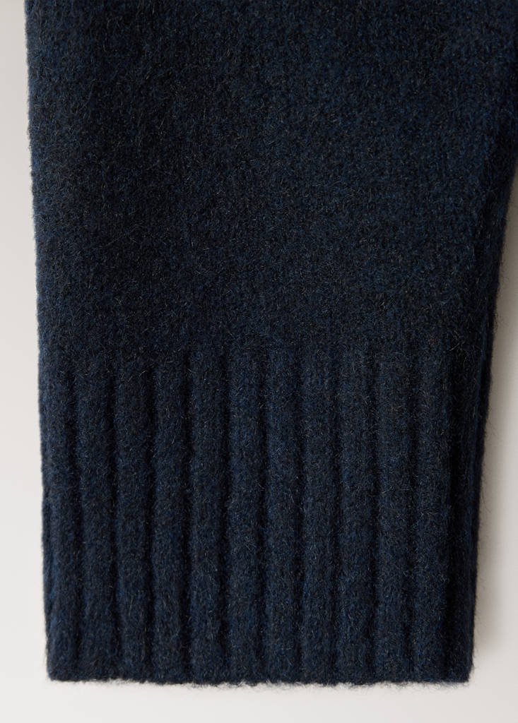 Knitted button-up pyjama cardigan — Dark Navy