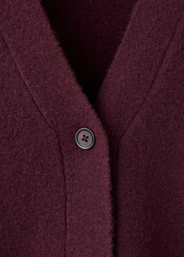Knitted button-up pyjama cardigan — Burgundy