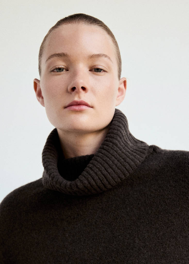 Jersey pyjama top with roll neck — Chocolate