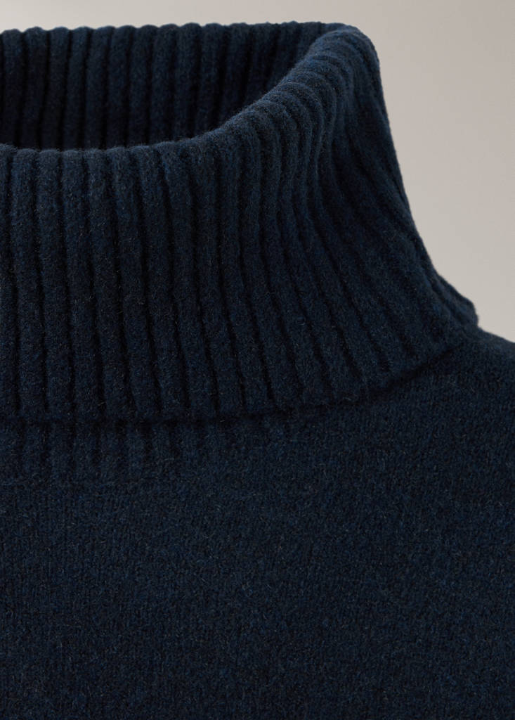 Jersey pyjama top with roll neck — Navy