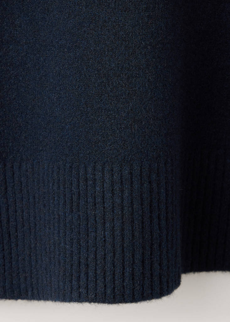 Jersey pyjama top with roll neck — Navy