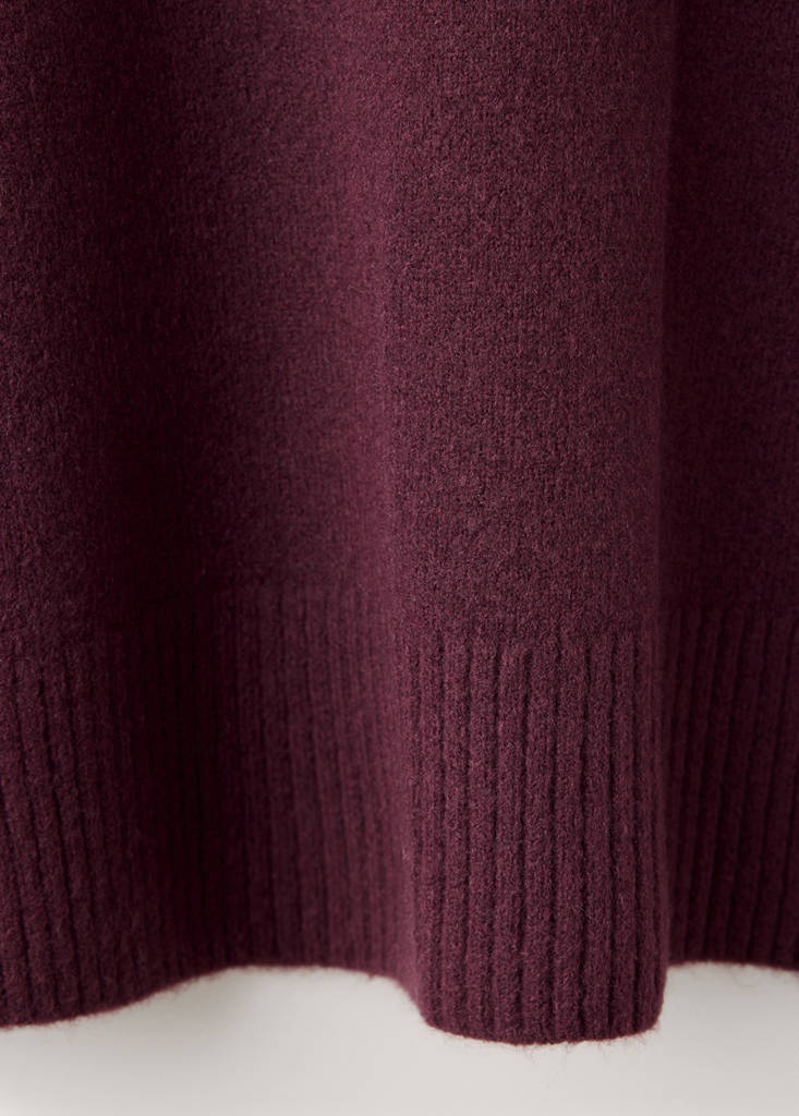 Jersey pyjama top with roll neck — Burgundy