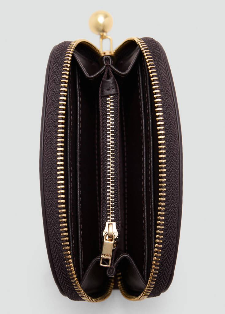 Medium wallet with mini-bead embellishment — Chocolate