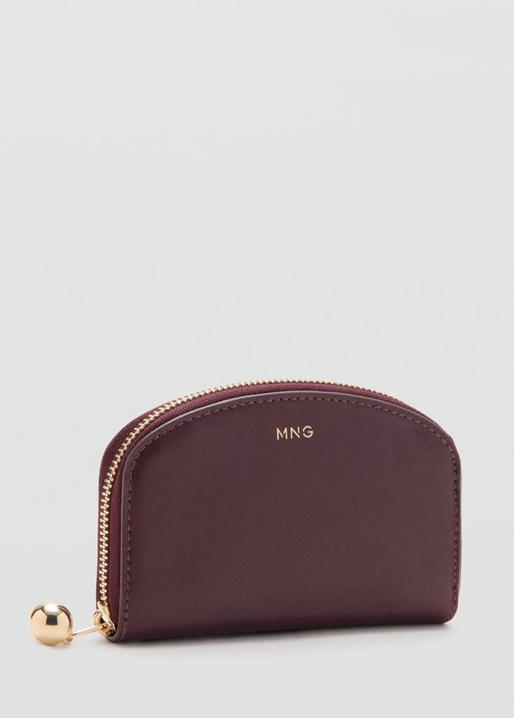Medium wallet with mini-bead embellishment — Burgundy