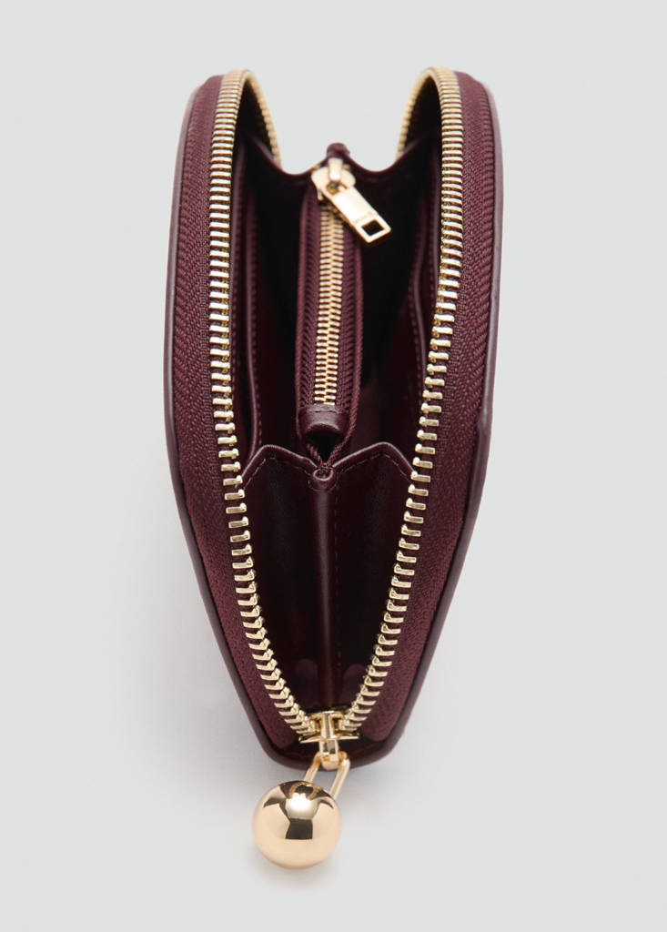 Medium wallet with mini-bead embellishment — Burgundy