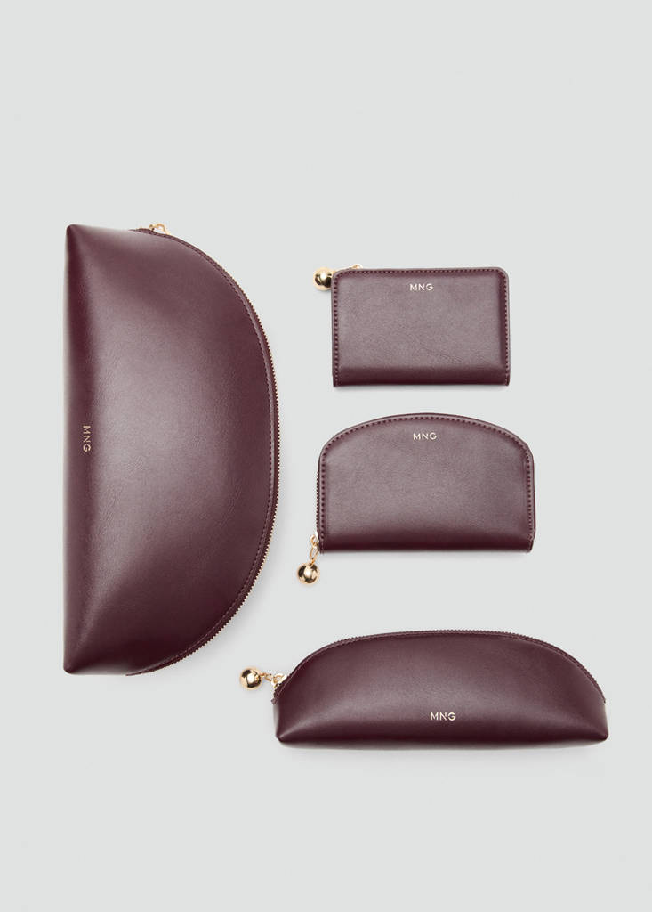 Medium wallet with mini-bead embellishment — Burgundy