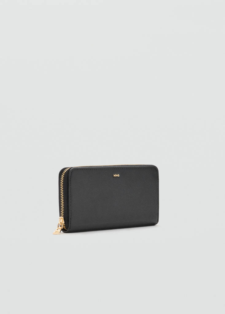 Saffiano-effect wallet — Black