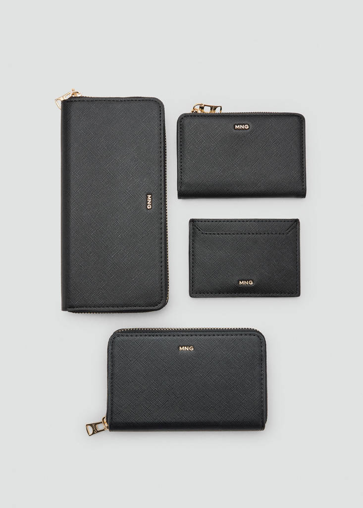 Saffiano-effect wallet — Black