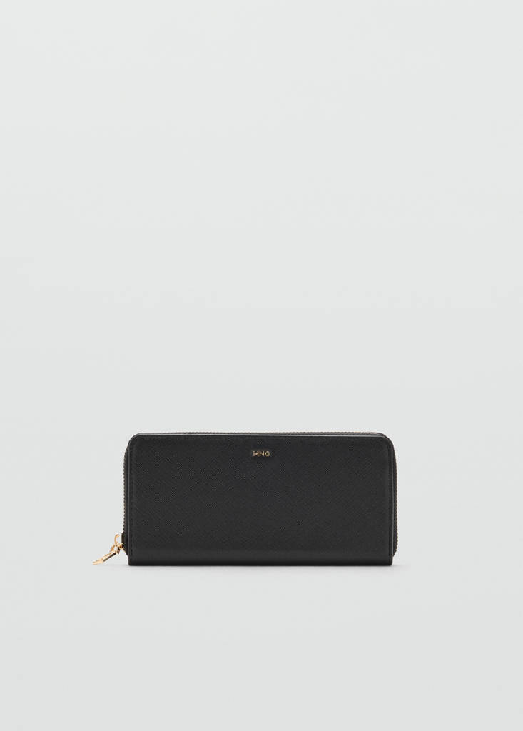 Saffiano-effect wallet — Black