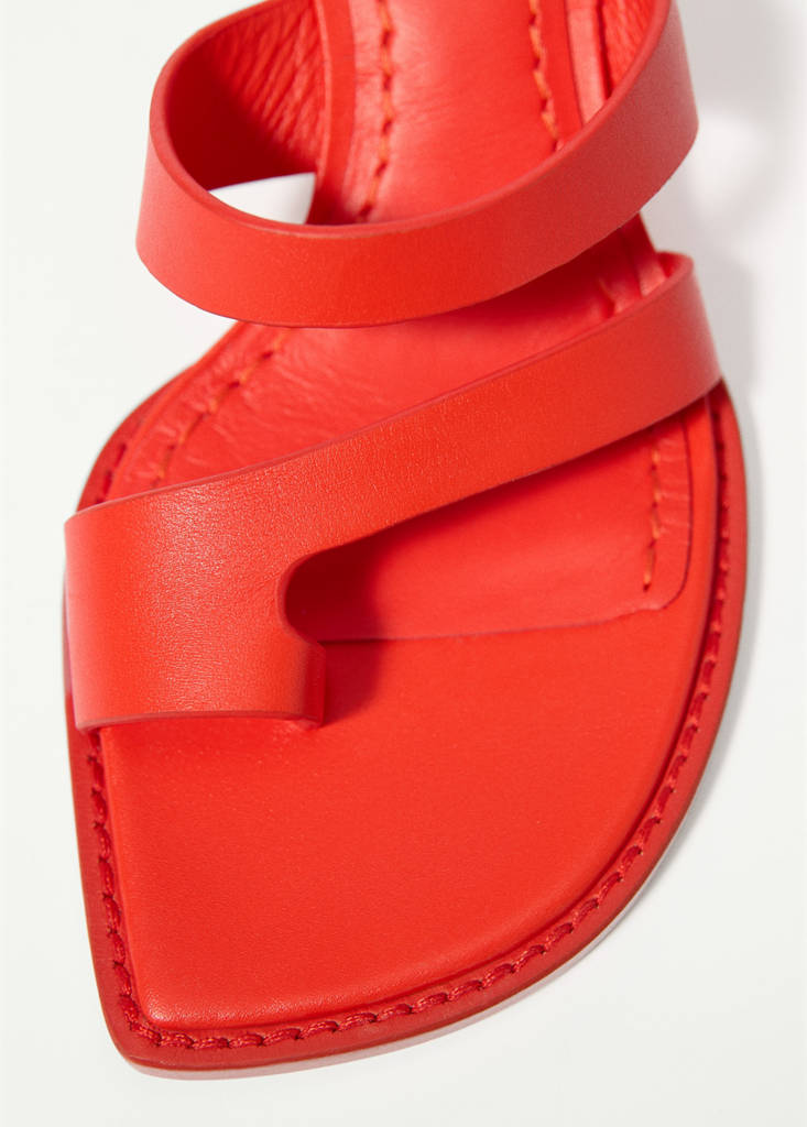 Wedge leather sandals — Red