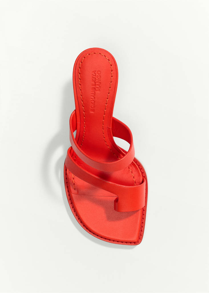 Wedge leather sandals — Red