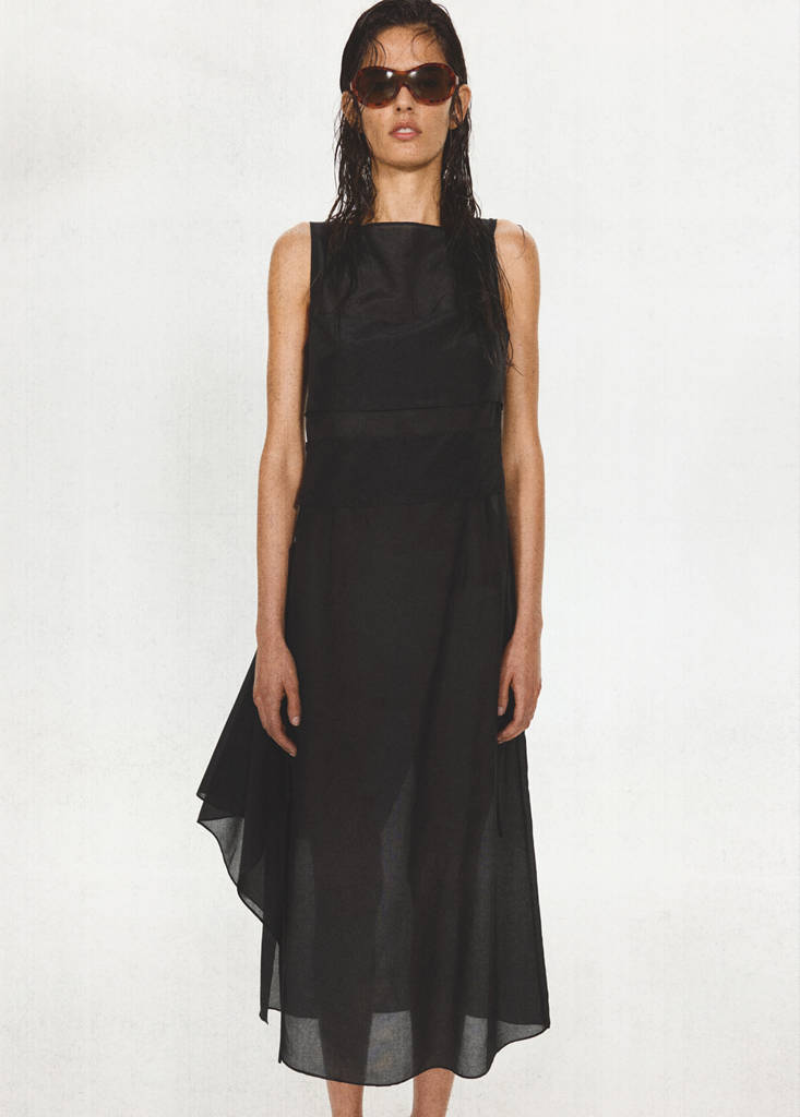 Semi-sheer paneled overlay dress