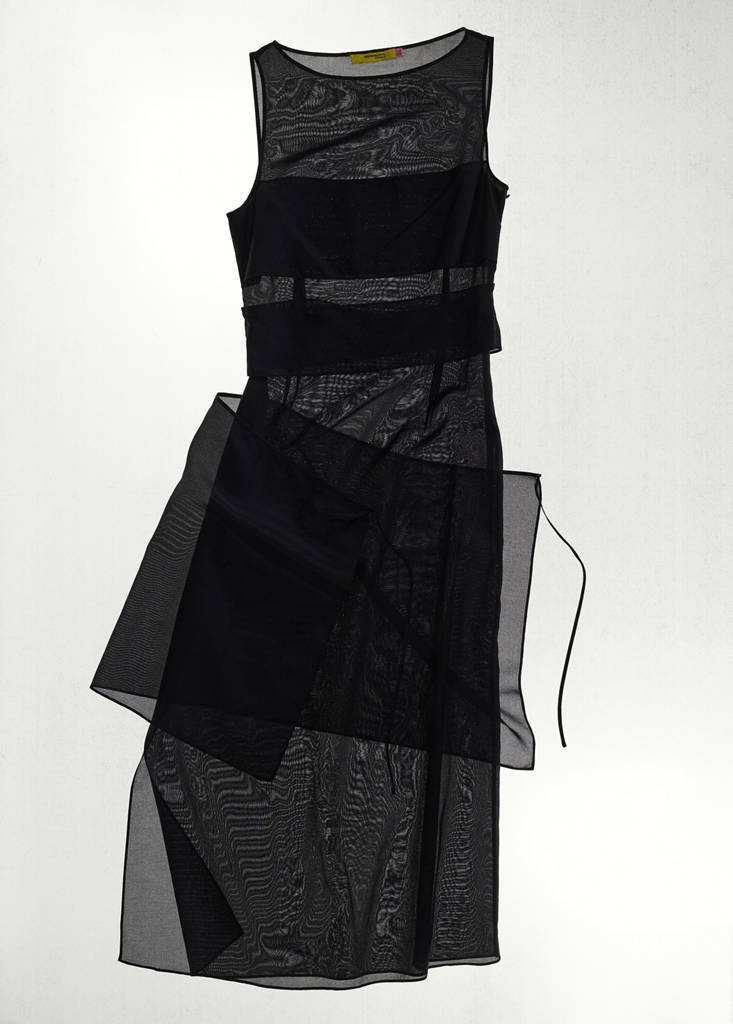 Semi-transparent dress with panel layering — Black