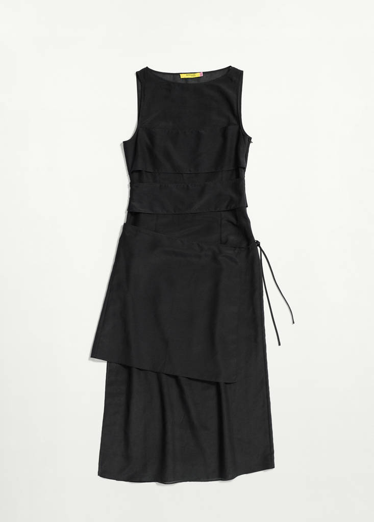 Semi-transparent dress with panel layering — Black
