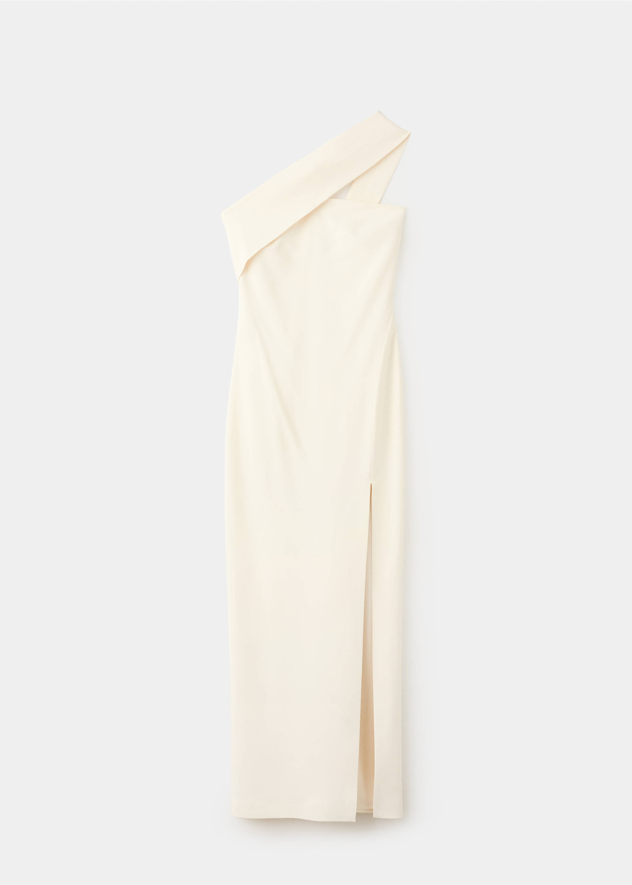 Langes Kleid mit asymmetrischem Ausschnitt - Artikel ohne Model, Ecru. Ref: 37031451-00.