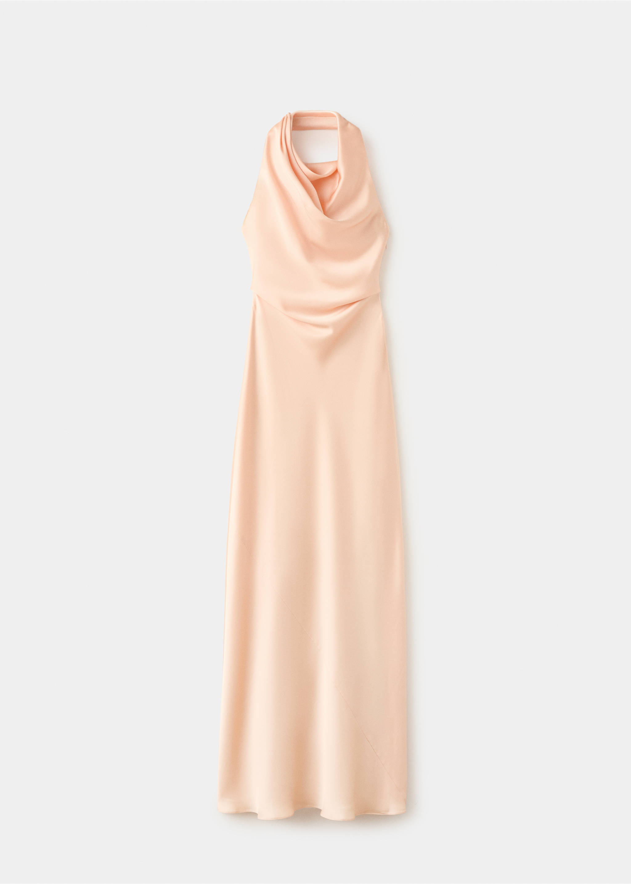 Draped neck satin dress - Article without model, Pastel Pink. Ref: 37031452-00.