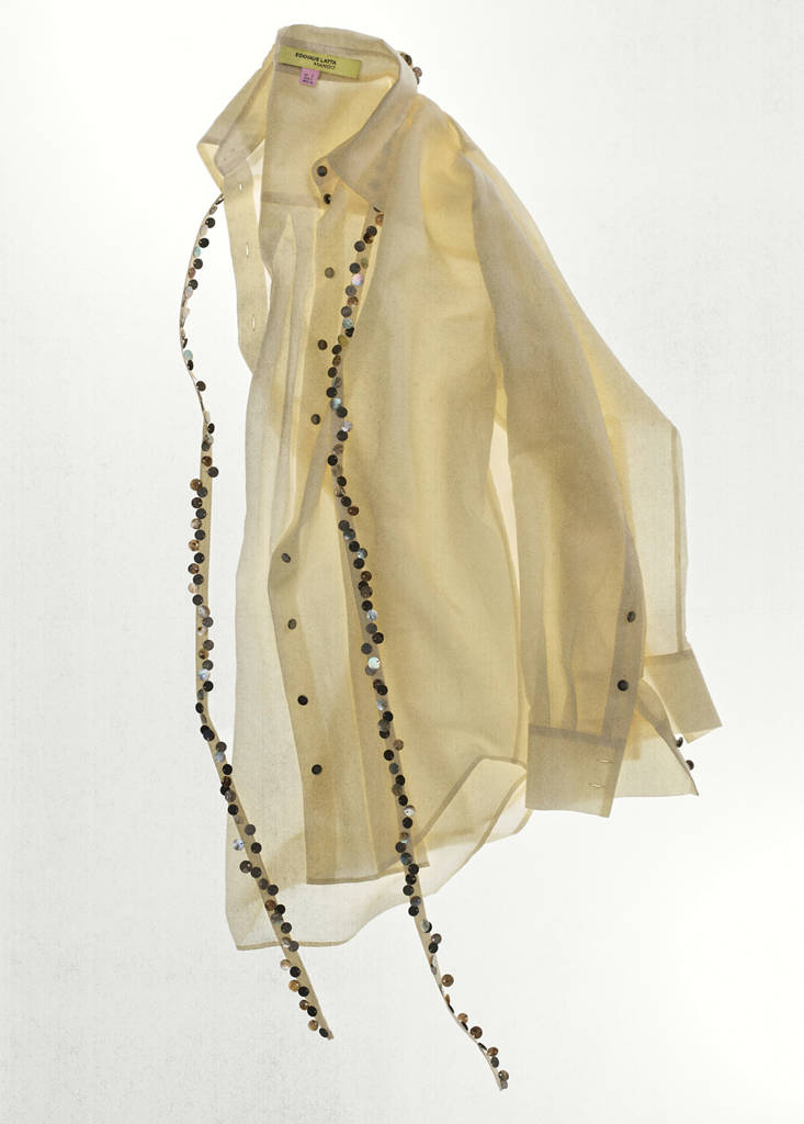 Semi-transparent shirt with beaded belt — Off White