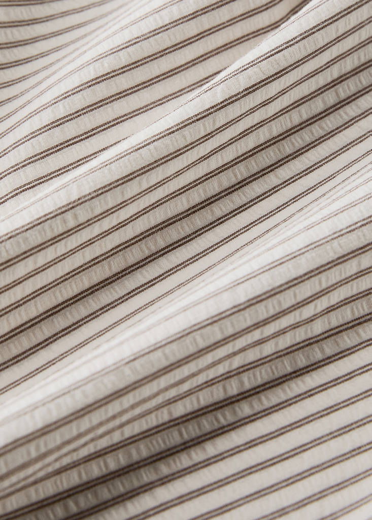 Seersucker cotton duvet cover with fine stripes for 150/160 cm bed — Coffee